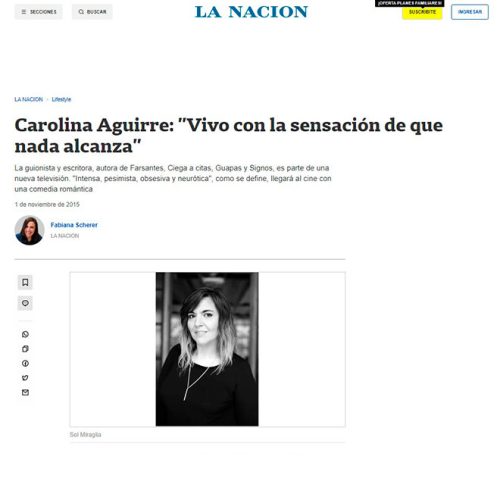 Representante Carolina Aguirre, Guionista, Tinglao Management, Madrid, argentina tierra de amor y venganza